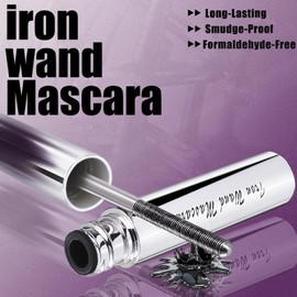 2Pcs Iron Wand Mascara, Metal Mascara Wand, Black Washable Metal wand mascara, 3d Curling Eyelash, Added Fiber, Waterproof Natural Length Slim Volume Building, Long-Lasting Smudge-Proof (Brown, Black)