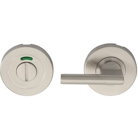 Disabled Turn Lock and Release Handle - with Indicator - Satin Stainless Steel | Locking Thumb Turn and Release Handle - Screwless Rose - for Use with Lever on Rose Door Handles