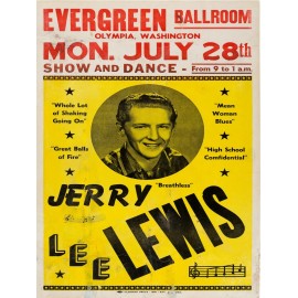 1958 Jerry Lee Lewis Concert Poster Style NEW Metal Sign: Olympia, Washington