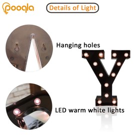 Decorative LED Illuminated Letter Marquee Sign - Alphabet Marquee Letters with Lights For Wedding Birthday Party Christmas Night Light Lamp Home Bar Decoration Y, Black