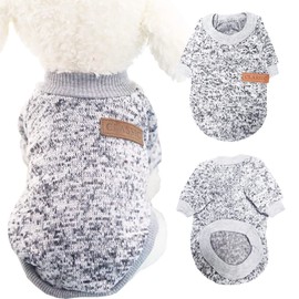 Warm Dog Jumpers - Grey Dog Jumper for Winter, Small and Medium Dogs