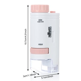 EVERMARKET 200x Zoom Portable Microscope Pocket Handheld Mini Microscope with LED Light High Definition for Microbiological Observation Home Study Educational Supplies (Pink)