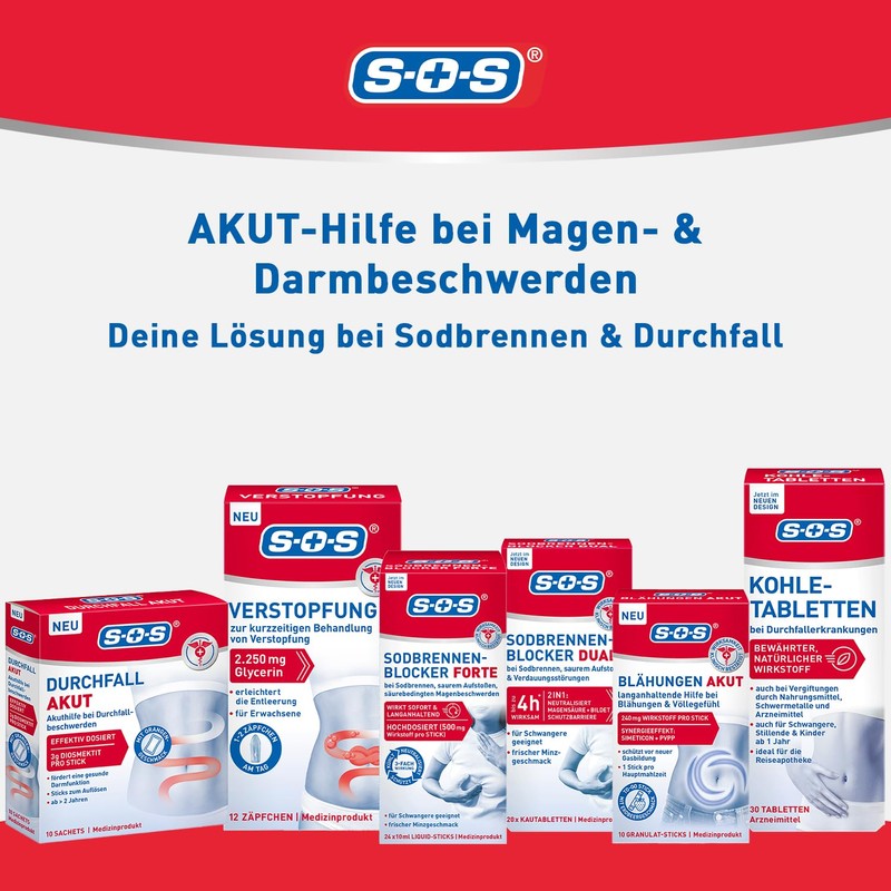 SOS Acute Bloating - 10 To-Go Sticks with Simeticon &