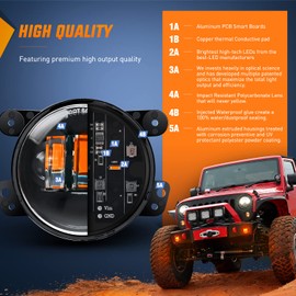 Nilight 4 Inch LED Fog Light Assembly Compatible with 2007 2008 2009 2010 2011 2012 2013 2014 2015 2016 2017 2018 Jeep Wrangler JK Unlimited JKU w/Conversion Cable Amber Fog Lamps