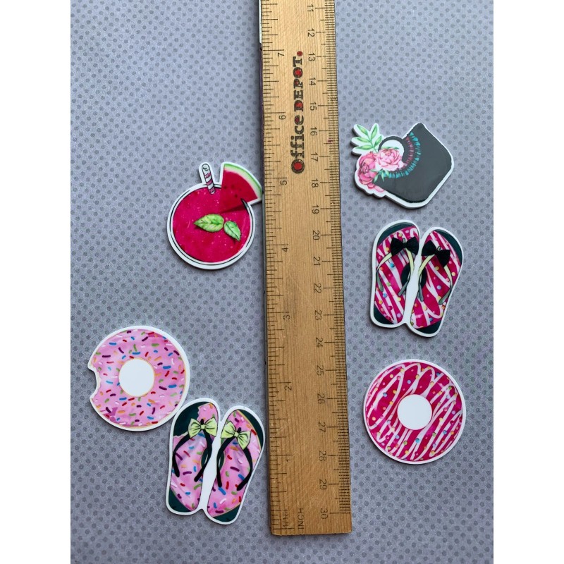5pc. Pink Sprinkle Donuts Resin Planar Flatbacks, Bow Center, Cabochon,
