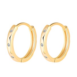 MOOFUN Mehrfish Earrings Silver 925 Hoop Earrings Small with Cubic Zirconia: 12 mm Women Girls Earrings Hypoallergenic Cartilage Piercing Huggie Earring for Mum Girlfriend Sister Versatile Earrings