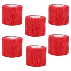 VideoPUP - Cubierta de agarre de tatuaje, 6 unidades, desechables, cohesivos, cubierta de agarre de vendaje elástico, tubo de agarre para máquina de tatuaje, accesorios de agarre de tatuaje (rojo)