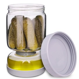 Homnoble Homnoble Pickle and Olive Hourglass Jar with Strainer Flip for Pickle Juice Separator from Wet and Dry, Upgrade Food-grade ABS Lid and BPA Free Hourglass Jar for Airtight Storage