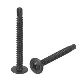 sourcing map 100Pcs #8x1-3/4" Phillips Head Self Tapping Screws, Carbon Steel Self Drilling Flat Head High-Strength Quick Tapping Screws Wood Screw for Wood, Metal, Plastic, Black