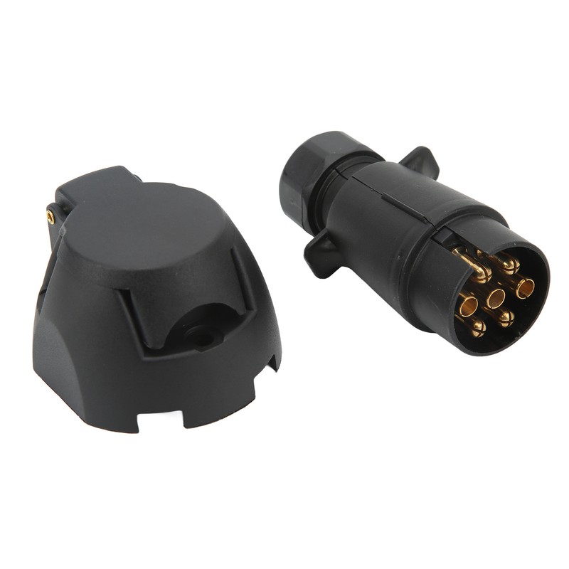 7 Pin Trailer Plug Socket with Gasket Bracket Kit Wiring
