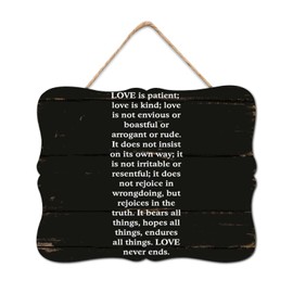 DecStic Love is Love is Patient Love is Kind; Love is Not Envious Or Boastful Wood Sign Vintage Wall Plaque Christian Saying Wall Decor Farmhouse Rustic Wooden for Home Living Room Table 8x10in