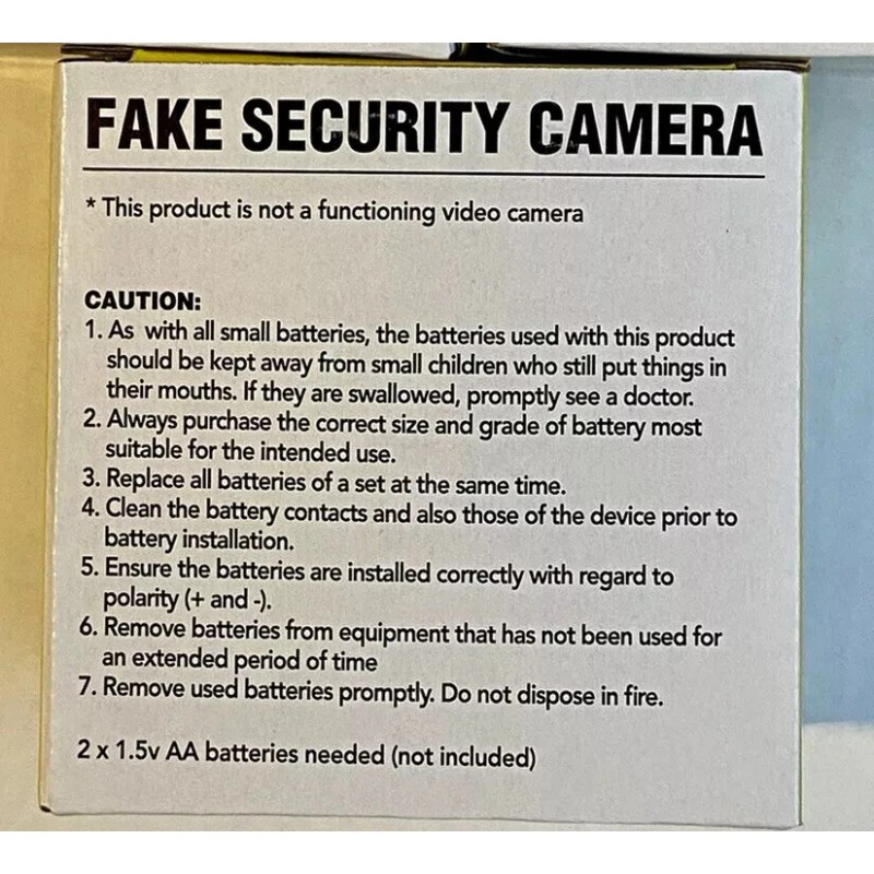 Greenbrier Security Camera Fake CCTV Dome Battery Flashing Red LED