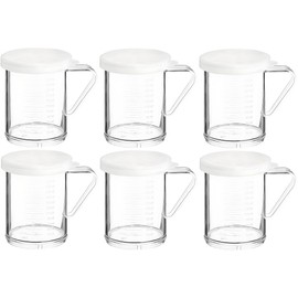 OCS Parts 6-Pack 10 OZ Shaker with 7 Millimeter Perforated Clear Lid | 3.75" Plastic Shakers with Ounce and Millimeter Measurements for Medium-Ground Spices, Salt, Pepper, Dredges, Rubs and Powders