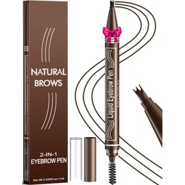 Microblading Eyebrow Pencil - Eyebrow Pencil 2-in-1 with Two Ends for Women, 3 Tips and Spoolie Brush, Natural Hair-like Eyebrows, Hold All Day, Black Brown