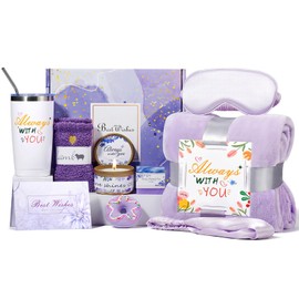 Birthday Gifts for Women, Get Well Gifts for Women Gift Basket, Retirement Gift for Women with Luxury Flannel Blanket, Teacher Appreciation Gifts for Women Mom Wife Girlfriend Friends Sis-Purple