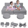 MeMoreCool Kids Couch, Foam Sofa, Convertible Play Couch, Grey