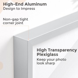 FLYJOE 8x10 Picture Frame - 8 by 10 Metal Picture Frame With Mat | 8 x 10 Aluminum Photo Frame | Plexiglass And Hanging Hardware Included | 8x10 Gold Frame | Set of 3, Silver