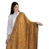Exotic India Reversible Jamawar Shawl from Amritsar with Woven Flowers - Wool - Color Butterscotch