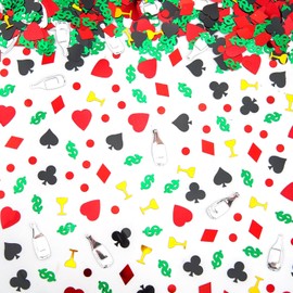 DecorWoo Party Confetti Metallic Spades Hearts Confetti Table Scatter Confetti Party Supplies Decorations for Birthday Party Baby Shower Anniversary DIY Arts Confetti(Red&Green&Black)