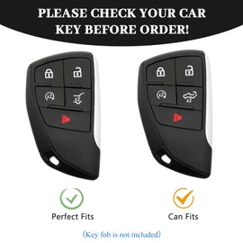 OFF WE GO for Chevy Key Fob Cover with Leather Keychain, Soft TPU Protector Key Fob Case Fits for 2021-2024 Chevy Suburban Tahoe Silverado 1500 GMC Yukon Sierra Buick Envision (Silver Black)