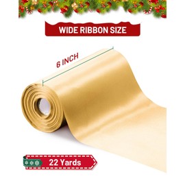 FAKILO Gold Satin Ribbon 6 Inch x 22 yd Wide Thick Ribbon for a Grand Opening Business Ribbon Cuttings Ceremony Bow Wedding Chairs Party Christmas Festival Decor