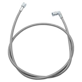 SecosAutoparts - Línea de alimentación de aceite turbo de 48 pulgadas de acero trenzado 4AN 90 grados de presión de extremo de manguera recta de acero inoxidable con sensor de turbocompresor remoto de teflón 4 AN 551867