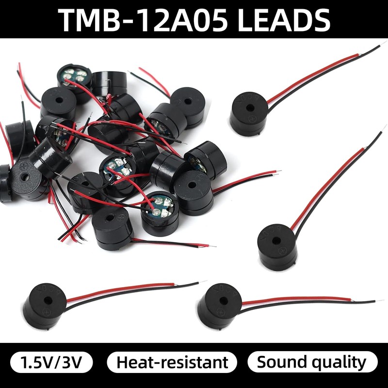 HARY 20PCS Piezo Buzzers for Quizzes 12085 leads, 3-12V 85dB