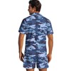 ZIATUBLES Blue Camo Print Pajama Set for Men Pajamas Set