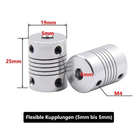 Saipor Pack of 5 Flexible Couplings, Aluminium Alloy Flexible Coupling Joint Connector Shaft Coupling Compatible with NEMA 17 Stepper Motor, RepRap 3D Printer or CNC Machine (5 mm to 5 mm)