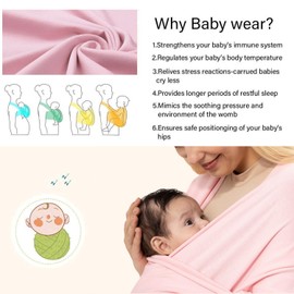 Baby Wrap Carrier,Breathable Infant Sling, Baby Carrier Wrap for Newborn to Toddler, Lightweight and Hands Free, Adjustable Carriers (Pink)