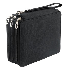 PTJJXA Coloured Pencil Holder Case, Pencil Case Large Capacity Pencil Case with 72 Slots, Portable Colouring Pencils Organiser for Students, Children, Adults, Artists, black, Classic