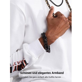 Prosteel men's bracelet, stainless steel, 18 carat gold-plated, black, curb chain bracelet for men, boys, heavy links, link chain bracelet, 19/21/23 cm, hip hop, rapper fashion jewellery 8 mm / 12 mm / 19.5 mm / 17 mm, Stainless Steel