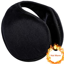 Black Ear Muffs For Winter Men Women,Fleece Ear Warmers Winter Warm Earmuffs For Cold Winters Adjustable Classic Fleece Unisex Winter Warm Earmuffs for Cold Weather Running-Behind