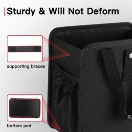 AUJEN Car Trash Can Without Lid - Foldable & Durable Car Accessory for Interior Use, Multipurpose Car Organizer and Storage Bag with Metal Snaps, Adjustable Straps & Extra Pockets, Wide Application