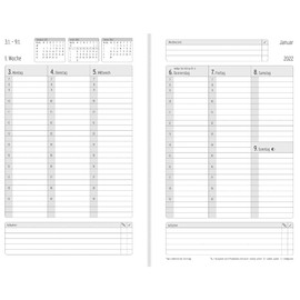 Chronoplan 50932 Book Calendar 2022, A5 Format (135 x 210 mm) with Soft Cover, Weekly Planner (1 Week on 2 Pages, with Flexible Pen Loop, Index Tape and Rubber Closure), White