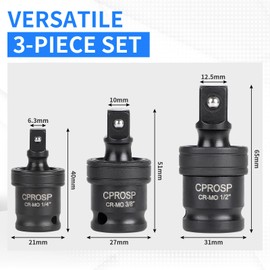 CPROSP 3-Piece Power Ball Joint 1/4 Inch 3/8 Inch 1/2 Inch 360° Swivel Joint Set with Ball Spring Adaptor for Torque Wrench