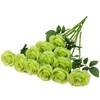 Helera 12pcs Roses Artificial Flowers Fake Roses Green Silk Roses White Silk Flowers Rose with Long Stems for Wedding Home Party Centerpieces Decorations
