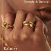 Kainier 2PCS Gold Chunky Rings for Women 14K Gold Plated