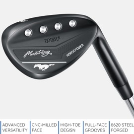 PGF Mustang Full Face Milled Forged High-Toe Golf Wedge Set for Men[52Degree][Right Handed][Black]