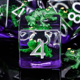 Weyano Resin D&D Dice Set, Green Frog Animal Polyhedral Dice for Dungeons and Dragons, RPG, MTG, Pathfinder, Yahtzee