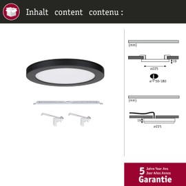 Paulmann Cover-it 93097 LED Panel 2-in-1 225 mm Round Including 1 x 16.5 W Daylight White Black Plastic Ceiling Light 4000 K