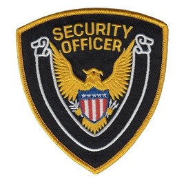 Hero's Pride Security Officer Shoulder Patch - Gold Border/Black Twill - 4 x 4-3/8"