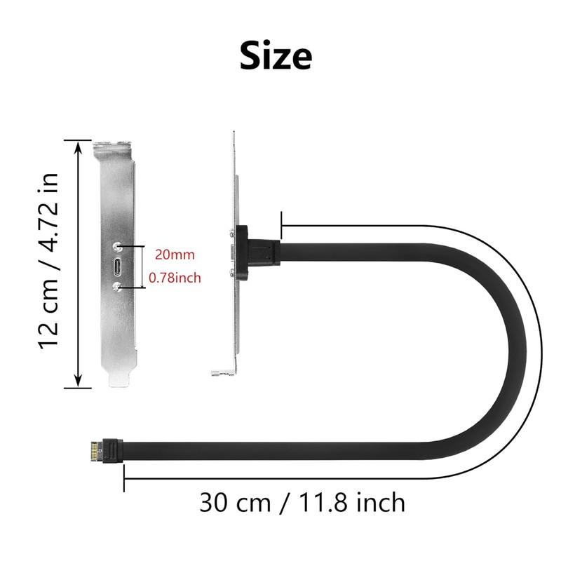 Sintech 20Gbps USB 3.2 USB Type C Back Panel, Type