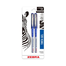 Zebra Bolígrafo De Tinta Gel J-Roller LE Punto Mediano (0.7 mm) Blíster 2 Piezas Color Azul.