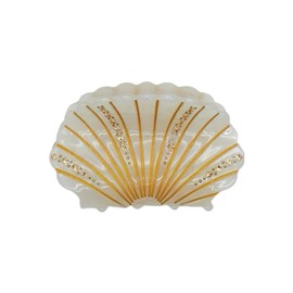 Aurasnap Sea Pearl Acetate Shell Claw Clip - Hair Clips with Sparkling Diamonds, Elegant Ocean-Themed Hair Accessories for Women (Mermaid Shimmer)