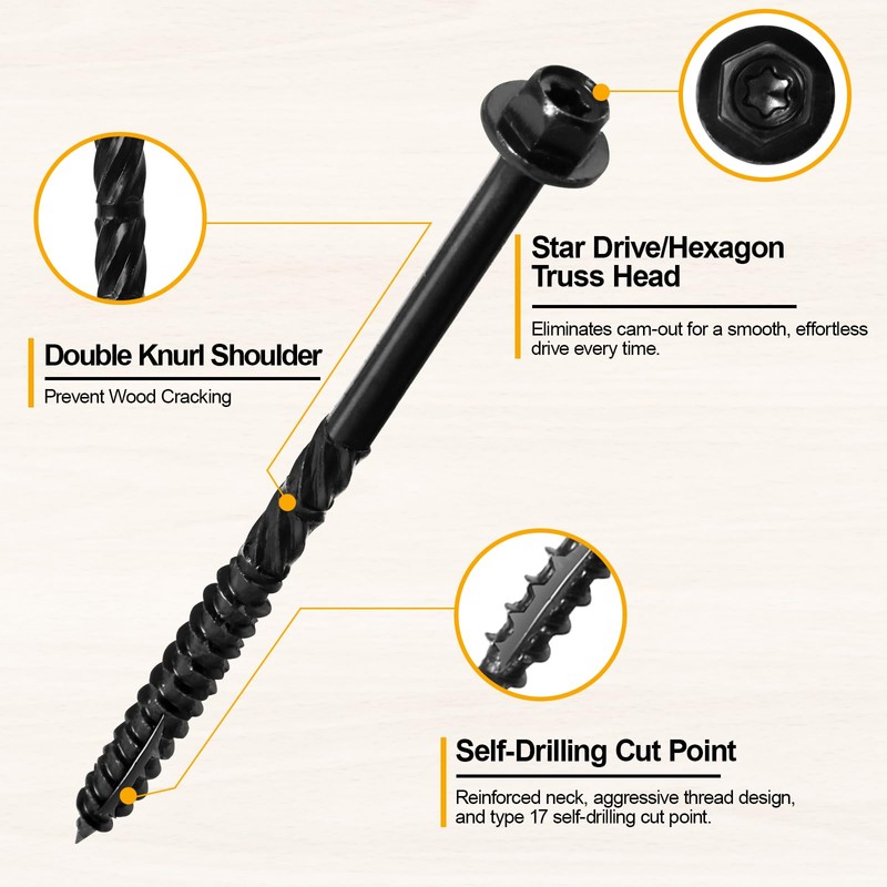 #14 x 4 Wood Structural Screws 300 Pack Hex Head
