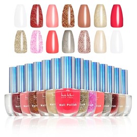 Nicole Miller 14-Piece Shimmery Nail Polish Collection - Long-Lasting Shine for Radiant Nails, Elevate Your Style with Elegance in Red