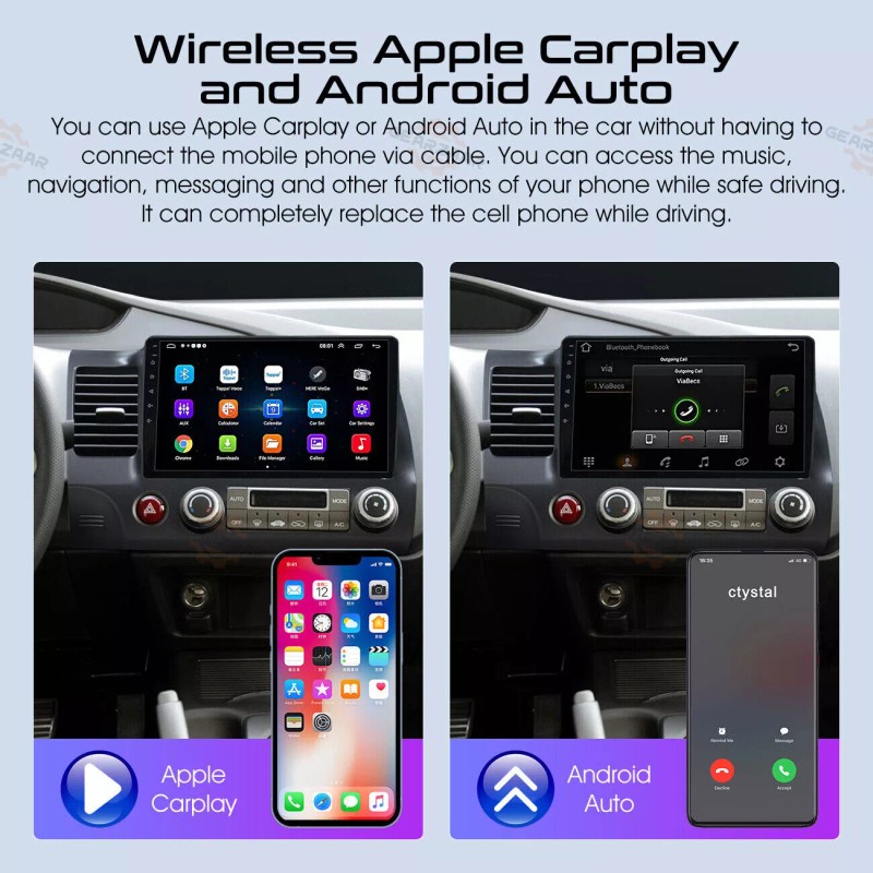 Podofo 10.1" Car Radio CarPlay Android 13 WiFi GPS FM