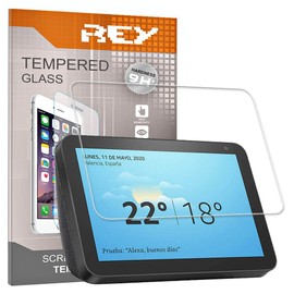 REY Pack 2X Bildschirmschutz aus gehärtetem Glas für Echo Show 5 - Echo Show 5 2ª GEN, Schutzfolie, Displayschutzfolie 9H+ Härte, Anti-Kratzen-Öl-Bläschen