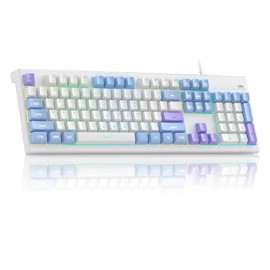 Creamy Keyboards,K2 MageGee Classic Keyboard Wired RGB Backlit 104 Waterproof Ergonomic Keyboard,PC Keyboards for PC/loptop/MAC - Lris Violet